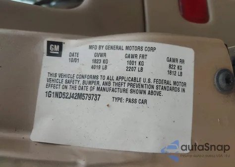 2002 Chevrolet Malibu from USA, damaged, VIN 1G1ND52J42M579737